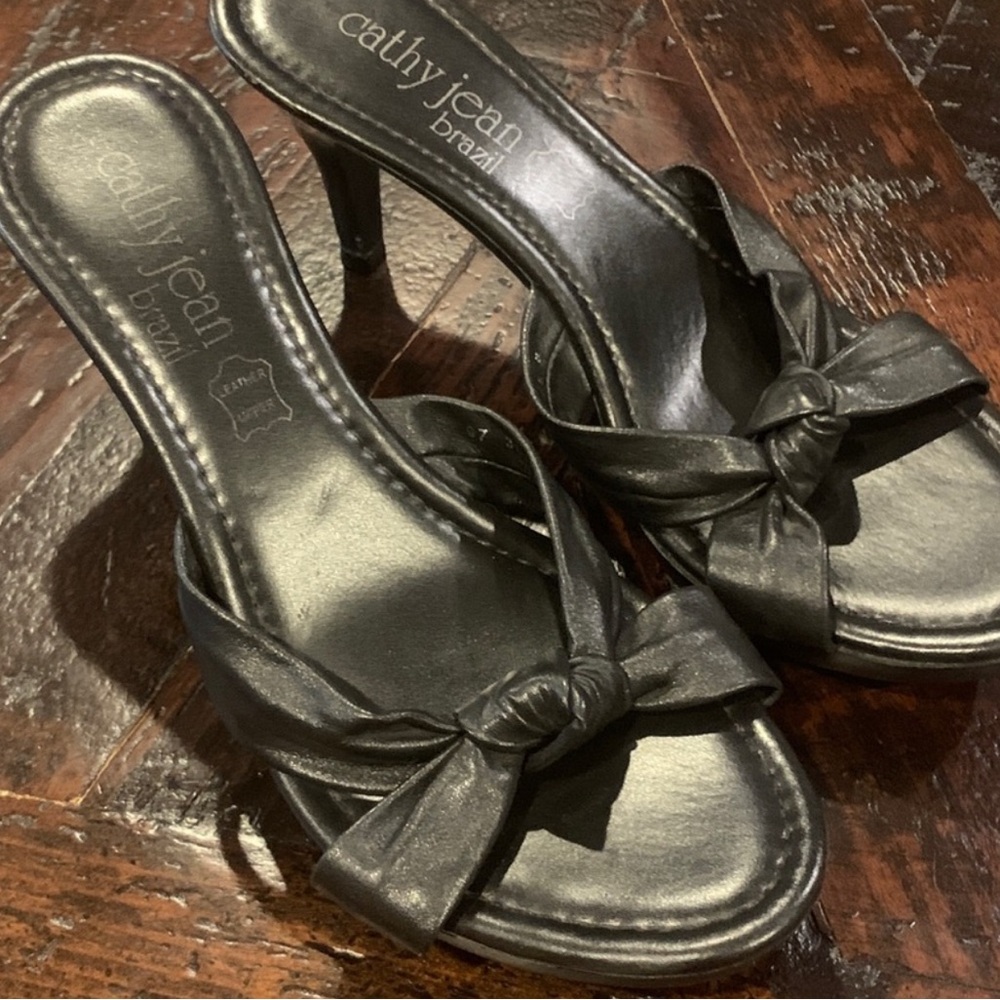 2000 Cathy Jean Brazil Knotted Leather Heels☕️ - Picture 3 of 3